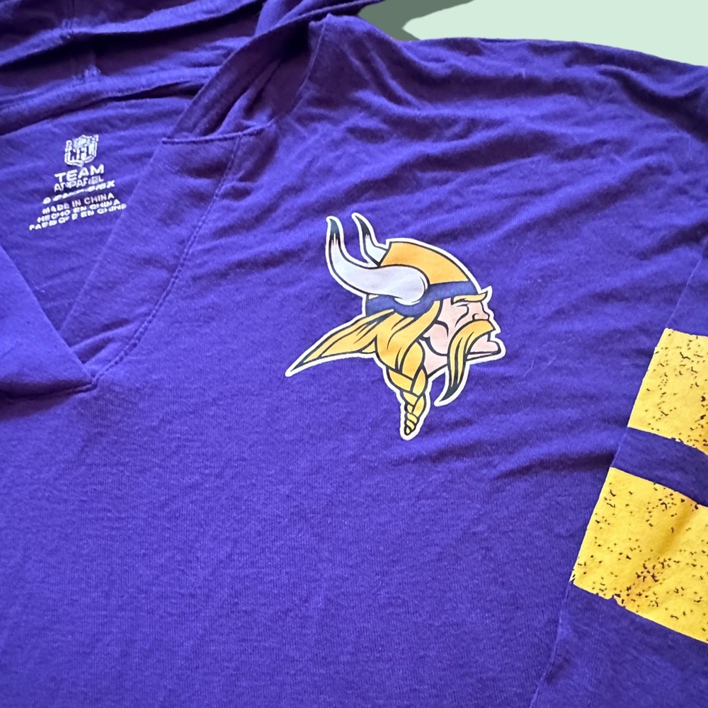 Little Girls NFL Team Minnesota Vikings Football Long Sleeve Shirt W/Hood Sz 6 - Picture 5 of 7